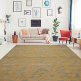 9x12 Tan, Grey, Color Hand Knotted Floral 100% Wool Country Oriental Rug