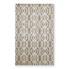 5x7 Gray, Ivory, Color Hand Knotted All-Over 100% Wool Contemporary Oriental Rug