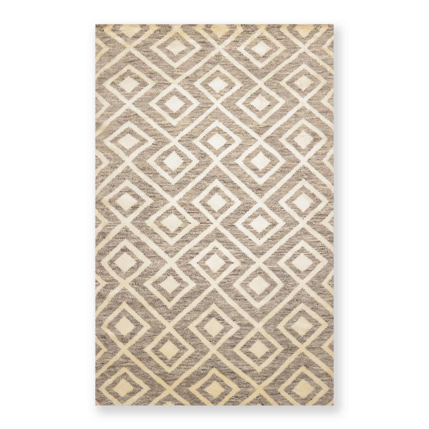 5x7 Ivory, Brown, Color Hand Knotted All-Over 100% Wool Modern Oriental Rug