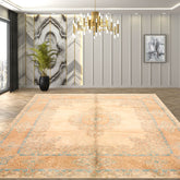 8x10 Beige, Tan, Aqua Color Hand Knotted All-Over 100% Wool Traditional-Persian/Oriental Oriental Rug