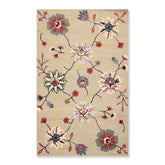 5x7 Taupe, Black, Ivory Color Hand Tufted Floral 100% Wool Transitional Oriental Rug