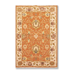 3x5 Orange, Beige, Sage Color Hand Knotted All-Over 100% Wool Traditional Oriental Rug