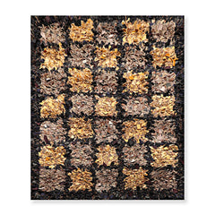4x6 Black, Gold, Gray Color Hand Made All-Over 100% Wool Hippie Oriental Rug