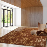 Square Brown, Light Gold, Color Hand Knotted All-Over 100% Wool Transitional Oriental Rug