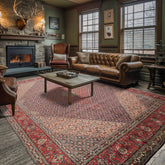 10x14 Navy, Rose, Ivory Color Hand Knotted All-Over 100% Wool Traditional Oriental Rug