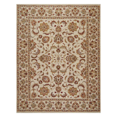 8x10 Ivory, Rust, Aqua Color Hand Knotted Persian 100% Wool Agra Traditional Oriental Rug