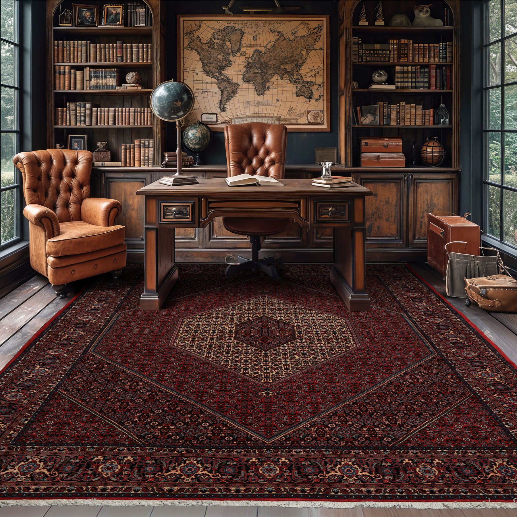 8x10 Red/Rust, Rust, Black Color Hand Knotted All-Over 100% Wool Traditional Oriental Rug