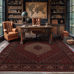 8x10 Red/Rust, Rust, Black Color Hand Knotted All-Over 100% Wool Traditional Oriental Rug
