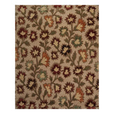 7'11"x9'9" Hand Knotted Floral Wool & Silk Tibetan Oriental Area Rug Beige