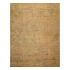 8'2"x10'6" Hand Knotted Wool Peekaboo Loop N Cut Pile Art Deco Tibetan Area Rug Tan