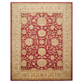 7'8" x 9'11" Hand Knotted Border Stone Wash Peshawar Vegetable Dye Area Rug Rusty Red