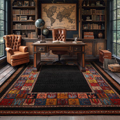 8x10 Charcoal, Gold, Rust Color Hand Knotted All-Over 100% Wool Traditional Oriental Rug