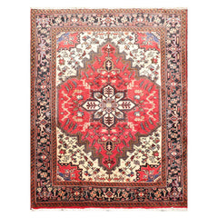 5' x 6'5" Hand Knotted Traditional 100% Wool Herizz Oriental Area Rug Red Ivory