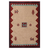 4'1" x 6'1" Hand Knotted Wool thick pile Gabbeh Area Rug Traditional Beige