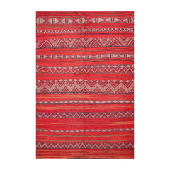 5x7 Rusty Red Caucasian Hand-Woven Wool Semi Antique Kilim Oriental Area Rug