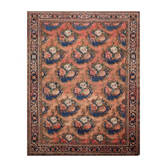 9x12 Rust, Navy, Brown Color Hand Knotted All-Over 100% Wool Traditional-Persian/Oriental Oriental Rug