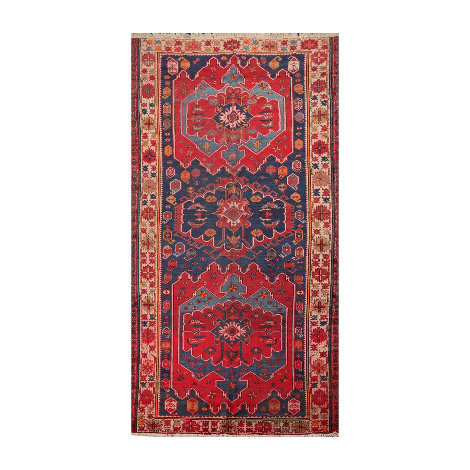 8x10 Navy, Red, Rust Color Hand Knotted All-Over 100% Wool Traditional-Persian/Oriental Oriental Rug
