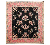 8x10 Black, Pink, Gray Color Hand Knotted All-Over 100% Wool Traditional Oriental Rug