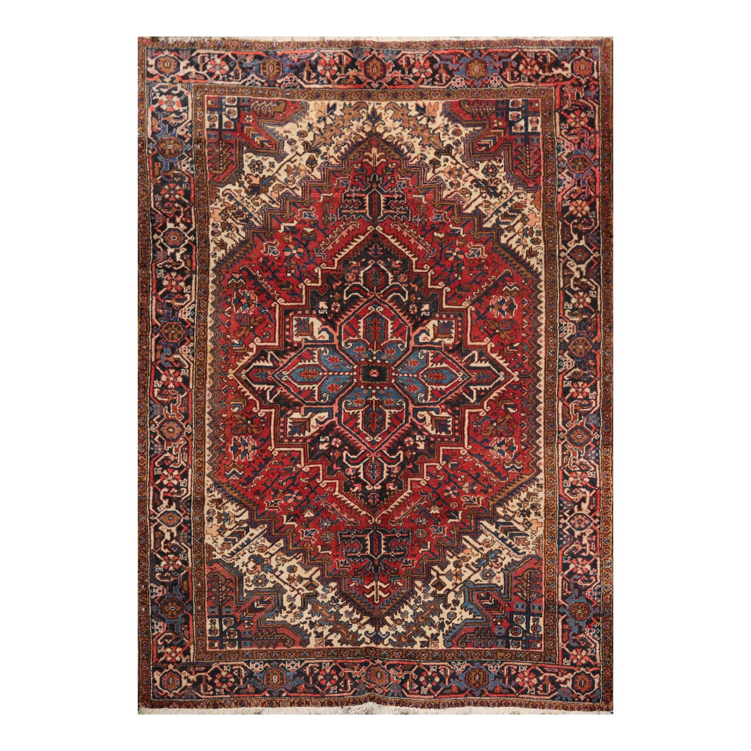6x9 Rust, Charcoal, Ivory Color Hand Knotted All-Over 100% Wool Traditional-Persian/Oriental Oriental Rug