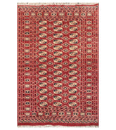 4x6 Rust, Beige, Black Color Hand Knotted All-Over 100% Wool Traditional Oriental Rug