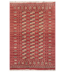 4x6 Rust, Beige, Black Color Hand Knotted All-Over 100% Wool Traditional Oriental Rug