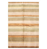 6x9 Green, Taupe, Brown Color Hand Knotted All-Over 100% Wool Modern Oriental Rug