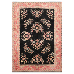6x9 Black, Pink, Ivory Color Hand Knotted All-Over 100% Wool Traditional Oriental Rug