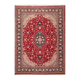 9x12 Red, Midnight Blue, Rose Color Hand Knotted All-Over 100% Wool Traditional Oriental Rug