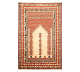 4x6 Beige, Burnt Orange, Brown Color Hand Knotted All-Over 100% Wool Traditional Oriental Rug