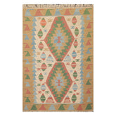 4x6 Beige, Rust, Green Color Hand Woven All-Over 100% Wool Traditional Oriental Rug