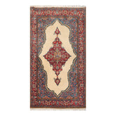 5x7 Ivory, Coral, Blue Color Hand Knotted All-Over 100% Wool Traditional Oriental Rug