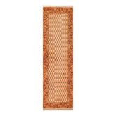 Runner Beige, Burnt Orange, Mustard Color Hand Knotted All-Over 100% Wool Traditional Oriental Rug