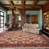 12x18 Ivory, Navy, Rose Color Hand Knotted Wool Traditional Oriental Rug