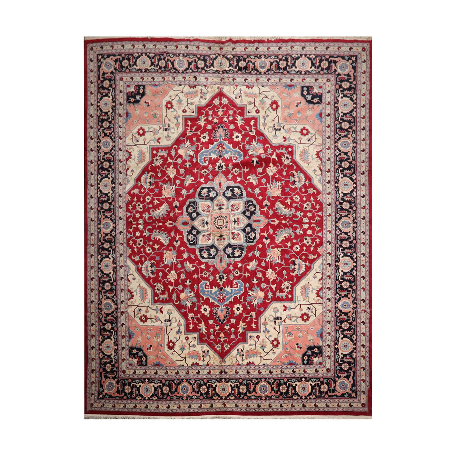 Palace Red, Ivory, Black Color Hand Knotted All-Over 100% Wool Traditional-Persian/Oriental Oriental Rug