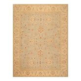 9x12 Aqua, Beige, Rust Color Hand Knotted All-Over 100% Wool Traditional-Persian/Oriental Oriental Rug