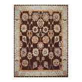 9x12 Chocolate, Aqua, Mint Color Hand Knotted All-Over 100% Wool Traditional-Persian/Oriental Oriental Rug