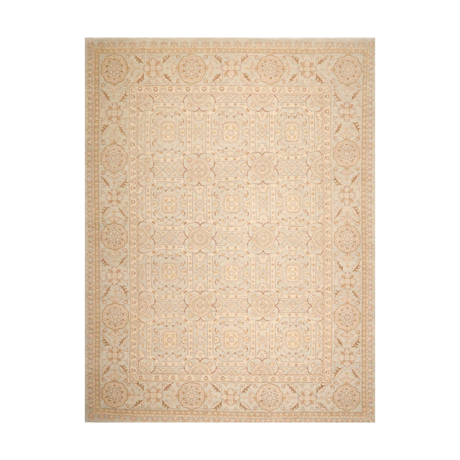 9x12 Gray, Beige, Brown Color Hand Knotted All-Over 100% Wool Traditional-Persian/Oriental Oriental Rug