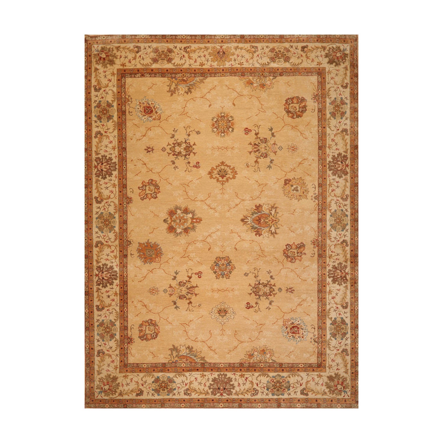 9x12 Tan, Beige, Gray Color Hand Knotted All-Over 100% Wool Traditional-Persian/Oriental Oriental Rug