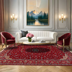 9x12 Red, Rose, Blue Color Hand Knotted All-Over 100% Wool Traditional-Persian/Oriental Oriental Rug