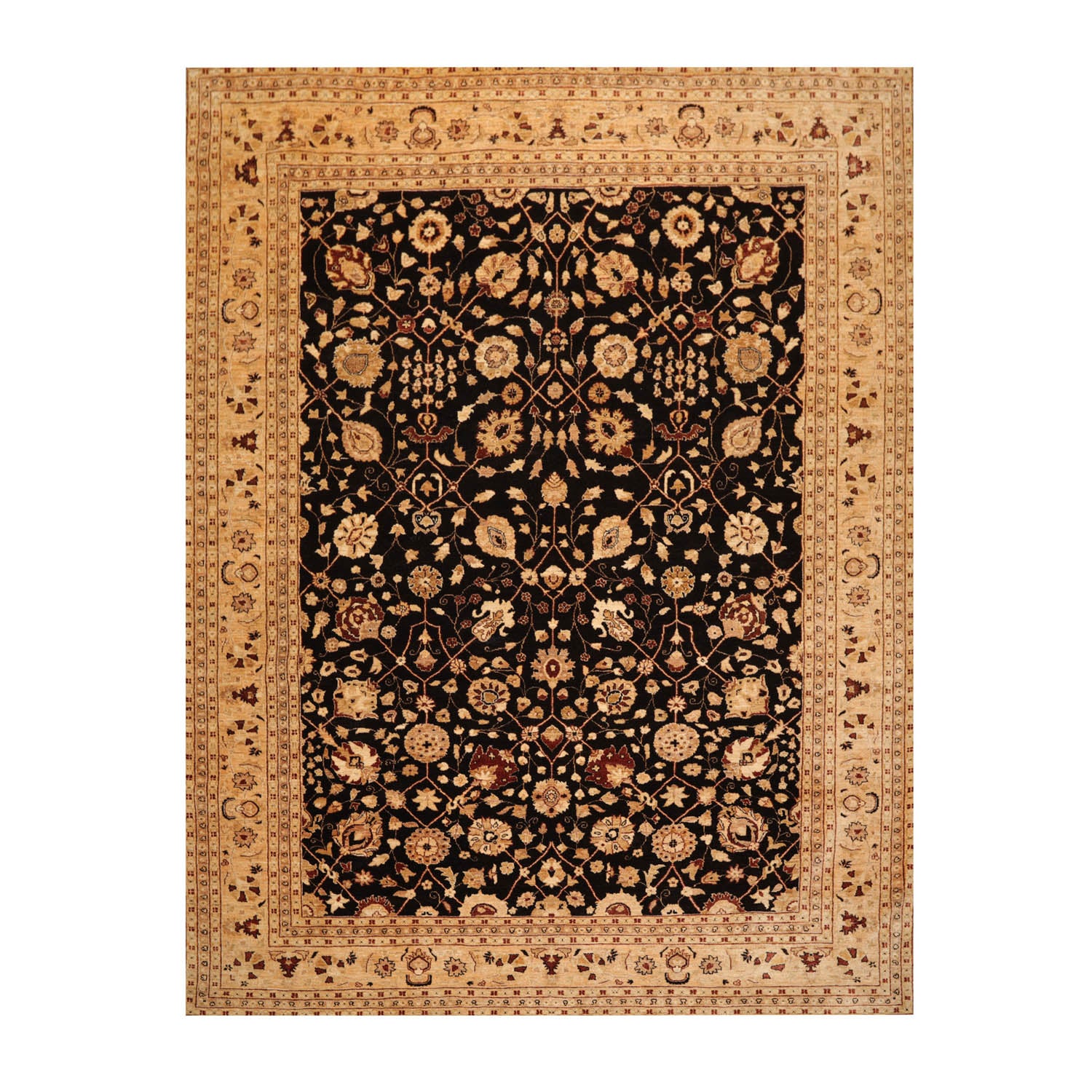 9x12 Brown, Caramel, Beige Color Hand Knotted All-Over 100% Wool Traditional-Persian/Oriental Oriental Rug