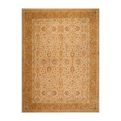 9x12 Beige, Tan, Green Color Hand Knotted All-Over 100% Wool Traditional Oriental Rug