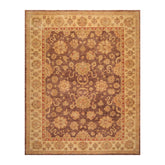 9x12 Aubergine, Gold, Rust Color Hand Knotted All-Over 100% Wool Traditional Oriental Rug