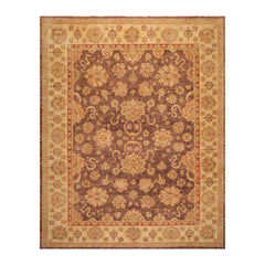 9x12 Aubergine, Gold, Rust Color Hand Knotted All-Over 100% Wool Traditional Oriental Rug
