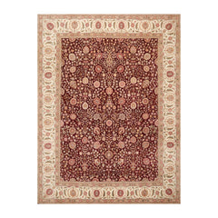 8x10 Burgundy, Ivory, Tan Color Hand Knotted All-Over 100% Wool Traditional-Persian/Oriental Oriental Rug