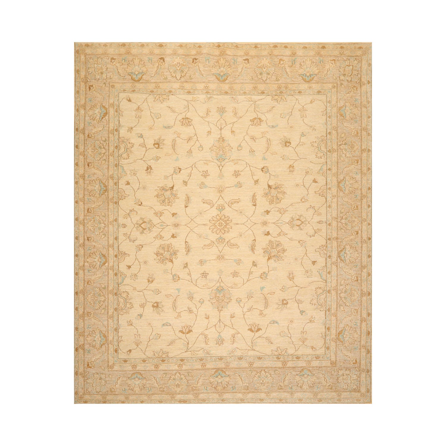 8x10 Beige, Taupe, Tan Color Hand Knotted All-Over 100% Wool Traditional-Persian/Oriental Oriental Rug