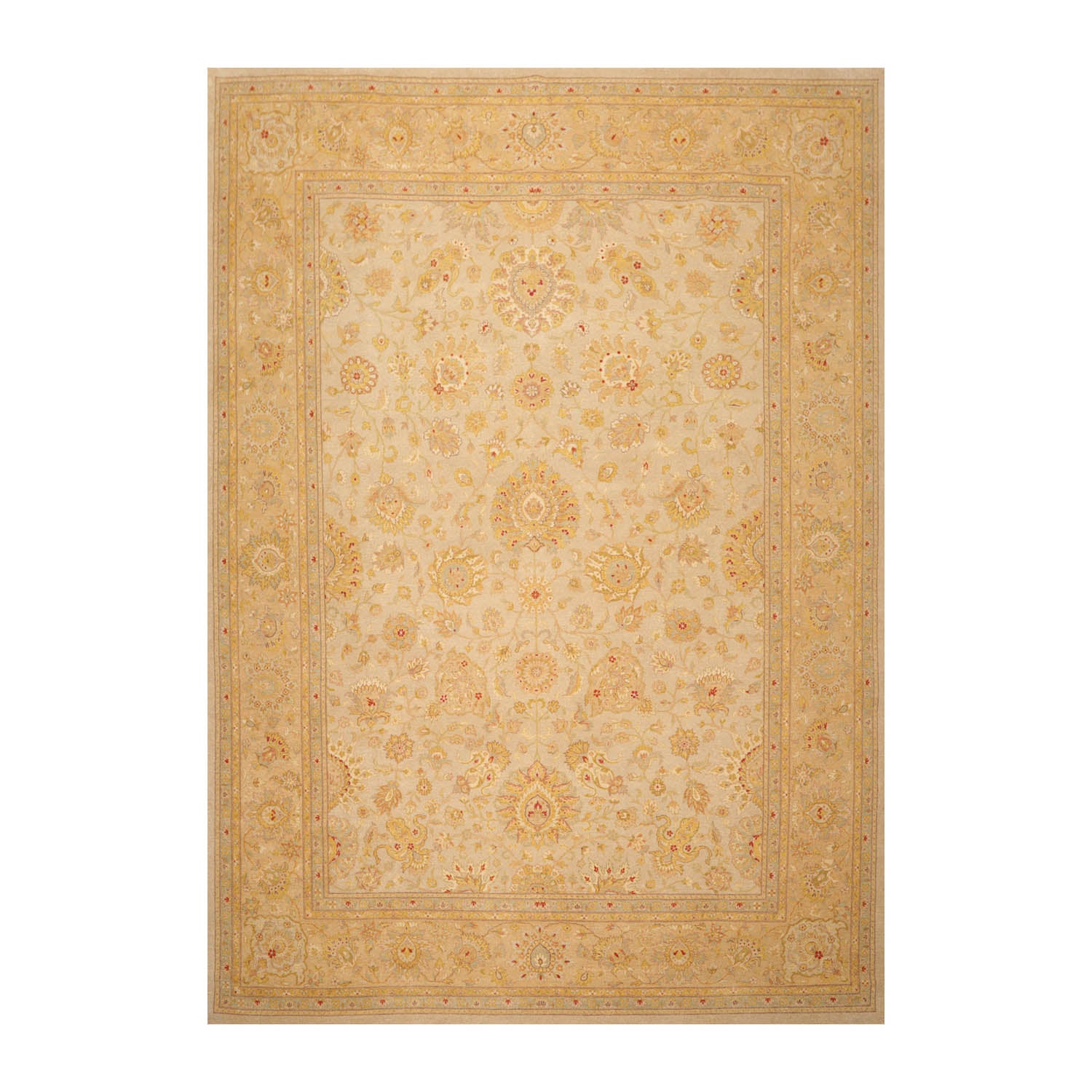 9x12 Tan, Gold, Beige Color Hand Knotted All-Over 100% Wool Traditional-Persian/Oriental Oriental Rug