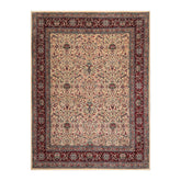 8x10 Ivory, Burgundy, Blue Color Hand Knotted All-Over 100% Wool Traditional Oriental Rug