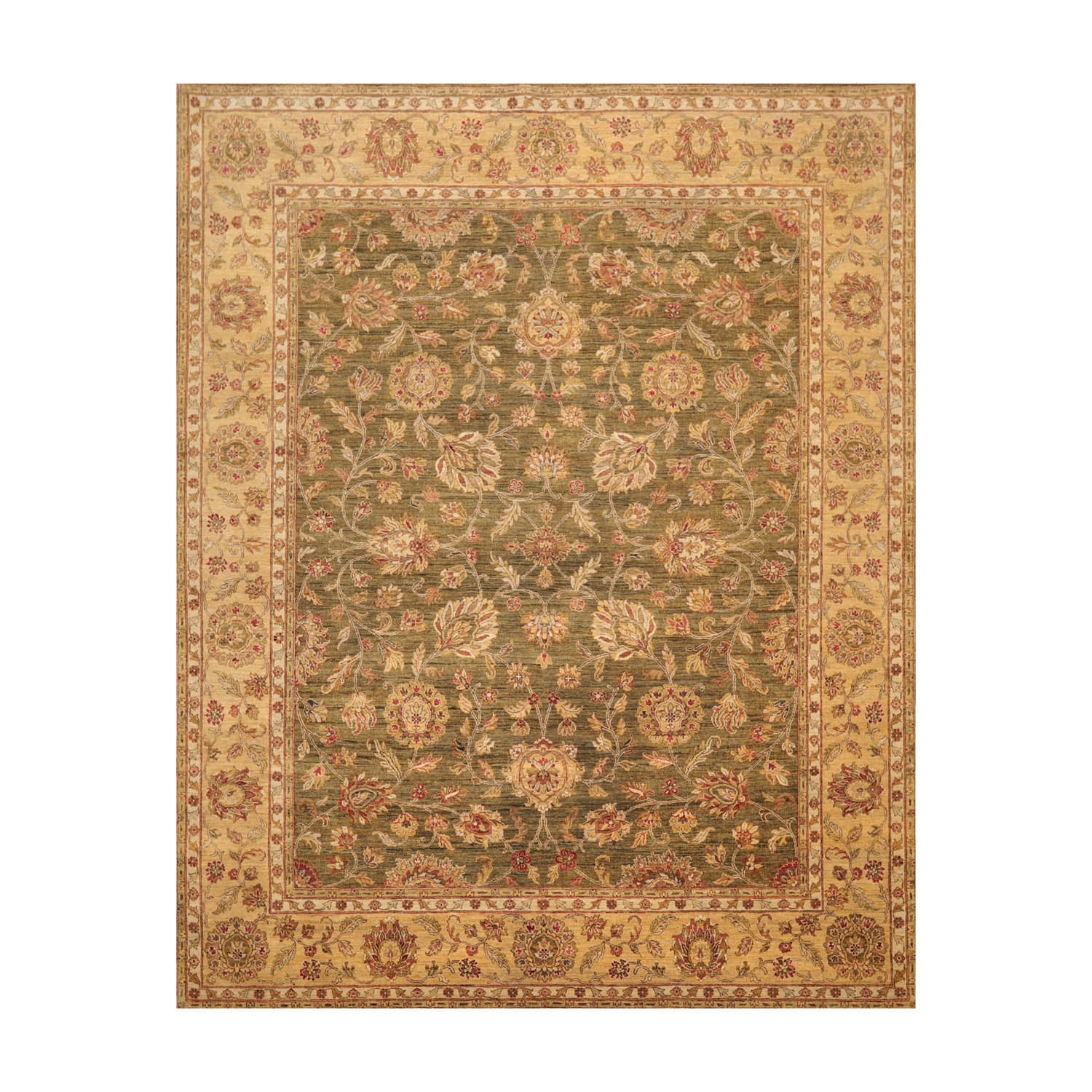 8x10 Pistacchio, Gold, Beige Color Hand Knotted All-Over 100% Wool Traditional-Persian/Oriental Oriental Rug