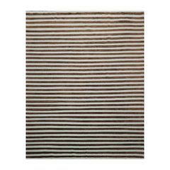 8x10 Brown, Aqua, Color Hand Knotted All-Over 100% Wool Modern Oriental Rug