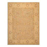 9x12 Gray, Beige, Gold Color Hand Knotted All-Over 100% Wool Traditional Oriental Rug